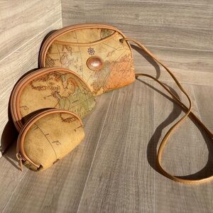 Allan Edward Vintage World Map Crossbody with coin purse